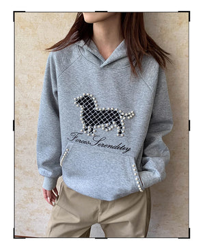 VILZSTUDIOS Pearl Embroidered Loose Fit Hoodie