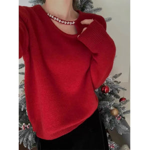 VILZSTUDIOS Elegant Asymmetrical Neck Knitted Sweater