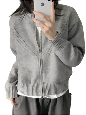 VILZSTUDIOS Soft Japanese Vintage Zipper Sweater