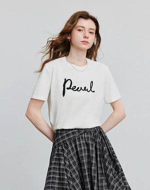 VILZSTUDIOS Comfortable Letter Print Round Neck T-Shirt