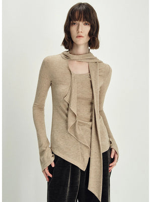 VILZSTUDIOS Ruffled Knit Long Sleeve Top
