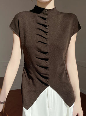 VILZSTUDIOS Luxurious Chinese Style Wool Blouse
