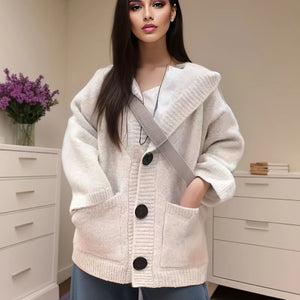 VILZSTUDIOS Oversized Loose Knitted Hooded Cardigan