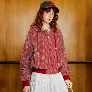 VILZSTUDIOS Edgy Casual Patterned Hooded Jacket