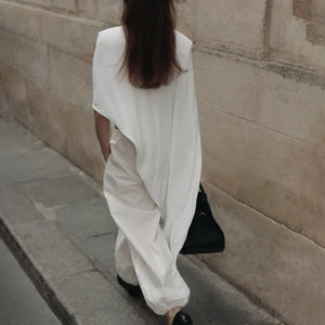 VILZSTUDIOS Elegant Loose Blouse with Shoulder Pads