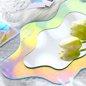 VILZSTUDIOS 1Pc Colorful Discolor Acrylic Decorative Mirror Makeup Desk Tabletop Mirror Girls Cosmetic Mirror Wall Mirror Home Decor