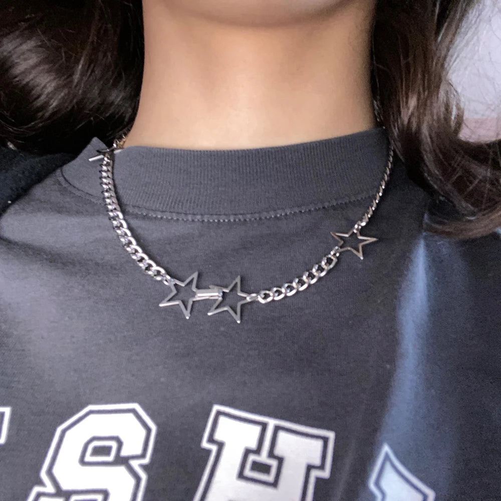 VILZSTUDIOS Gothic Celestial Open Hollow Star Choker Necklace