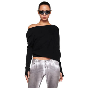 VILZSTUDIOS Elegant One Shoulder Long Sleeve Top