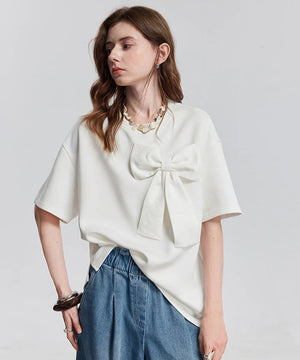 VILZSTUDIOS Stylish Short Sleeve Bowknot T-Shirt