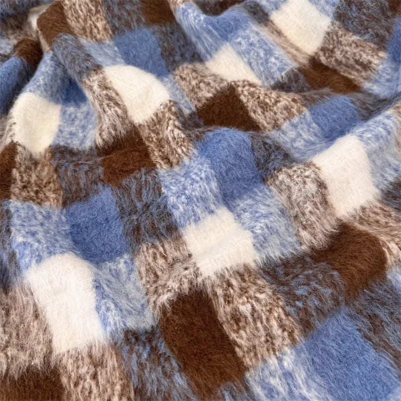 VILZSTUDIOS Plaid Long Woolen Scarf