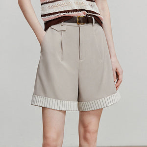 VILZSTUDIOS Versatile Striped Classic Wide Leg Shorts