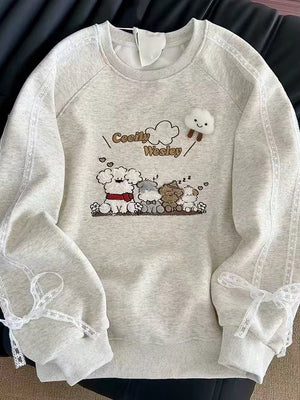 VILZSTUDIOS Kawaii Puppy Embroidery Thick Loose Sweater