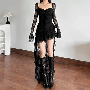 VILZSTUDIOS Lace Flare Sleeve A-line Dress