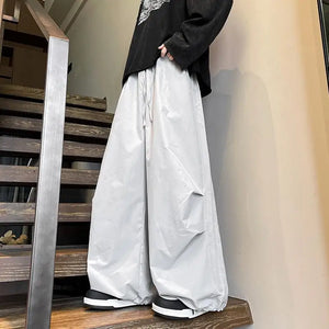 VILZSTUDIOS Solid Color Wide Leg Parachute Pants