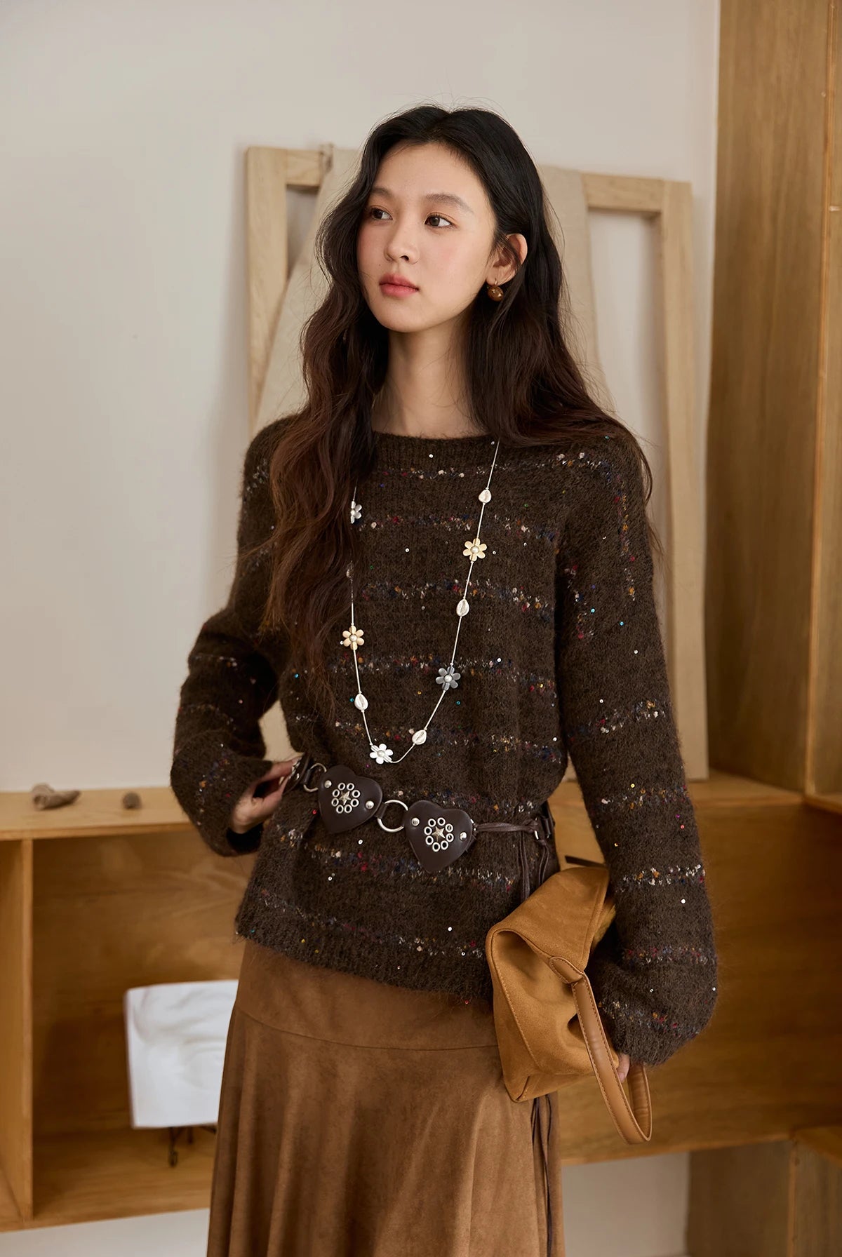 VILZSTUDIOS Brown Wool Blend Knitted Sweater
