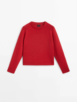 VILZSTUDIOS Red Minimalist Wool Blend Sweater