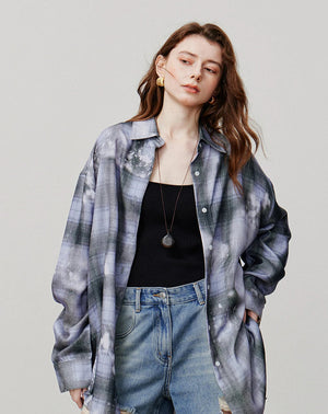 VILZSTUDIOS Vintage Plaid Loose Shirt