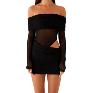 VILZSTUDIOS Sexy Ruched Off-Shoulder Bodycon Dress Women