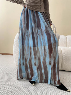 VILZSTUDIOS Chinese Style Ink Wash Maxi Skirt