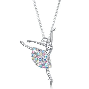 VILZSTUDIOS Crystal Zircon Charm Dancing Ballerina Necklace