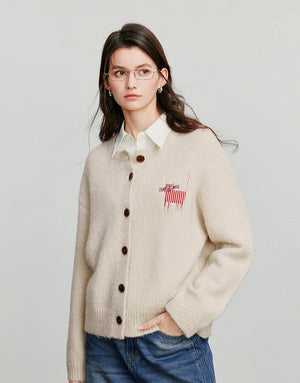 VILZSTUDIOS New Cat Patchwork Knitted Wool Cardigan