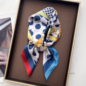 VILZSTUDIOS 2026 Design Print Square Silk Scarf Women Neckerchief Bandana Foulard Lady Shawl Scarves Wrap Head Hair Band Ties