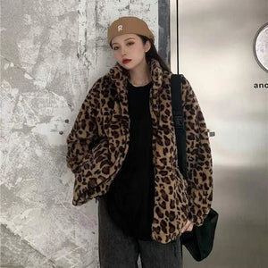 VILZSTUDIOS Leopard Print Fuzzy Jacket