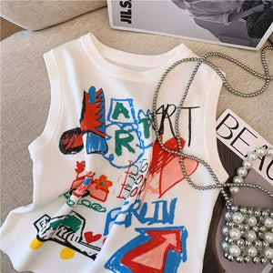 VILZSTUDIOS Hand Painted Y2K Vintage Sleeveless Tank Top