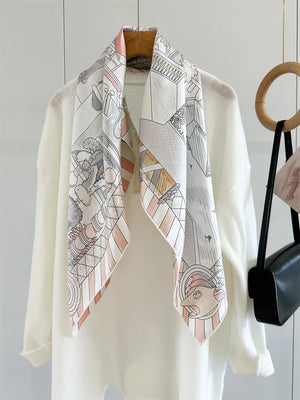 VILZSTUDIOS Fashion Lady Silk Print Scarves Square Luxury Shawl