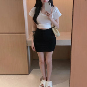 VILZSTUDIOS Black High Waist Elasticity Tight Skirt