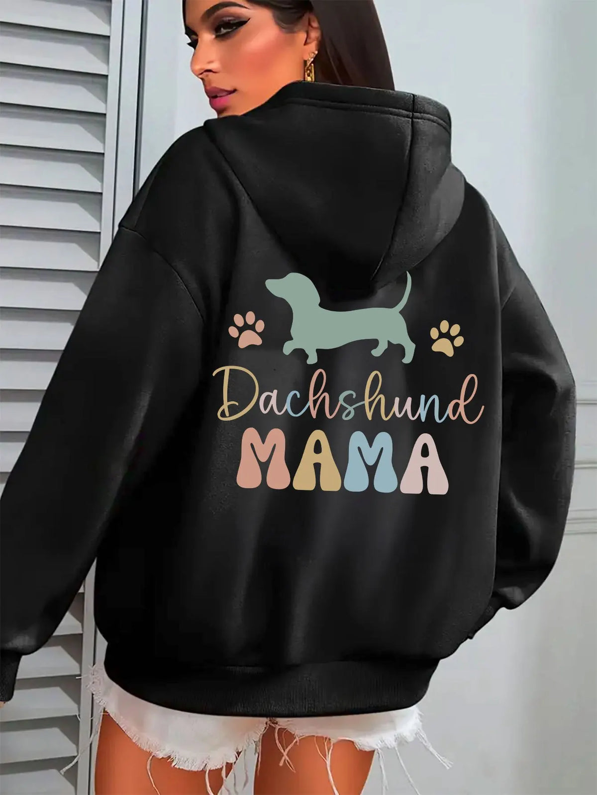 VILZSTUDIOS Funny Dachshund Mama Print Hoodie