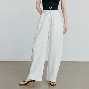 VILZSTUDIOS Elastic Waist Curved Split Casual Pants