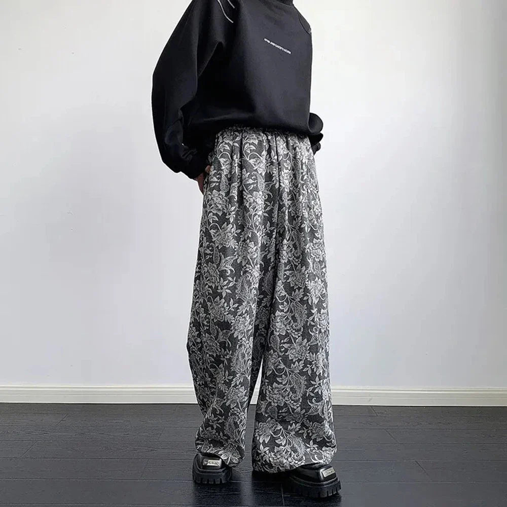 VILZSTUDIOS Luxury Retro Cashew Flower Print Pants