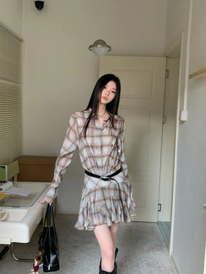 VILZSTUDIOS Plaid Ruffles Mini Dress