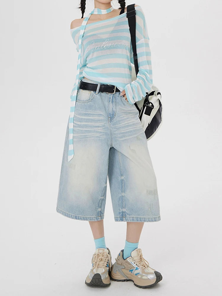 VILZSTUDIOS Retro Vintage Washed Wide Leg Jeans