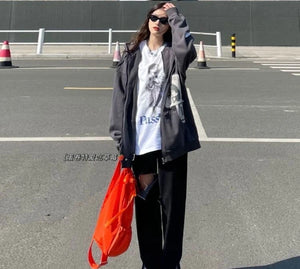 VILZSTUDIOS Aesthetic Oversized Zip-Up Hoodie