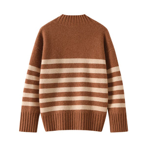 VILZSTUDIOS Cozy Striped High Neck Cashmere Sweater