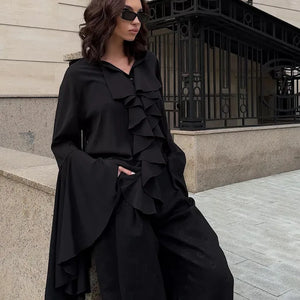 VILZSTUDIOS Elegant Ruffled Chiffon Blouse