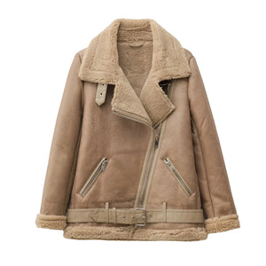VILZSTUDIOS Luxurious Fur Standing Collar Jacket