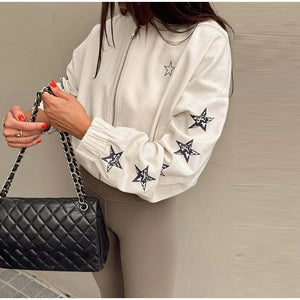 VILZSTUDIOS Casual Stars Print Stand Collar Jacket