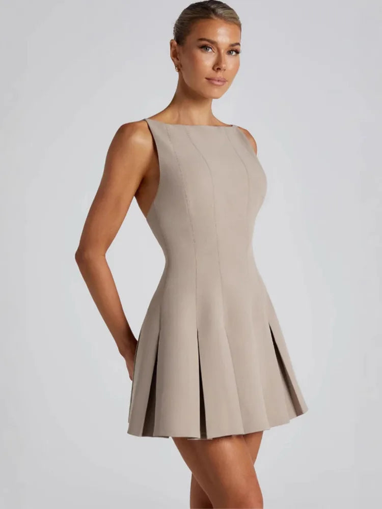 VILZSTUDIOS Backless High Waist A-line Mini Dress