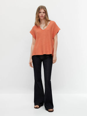VILZSTUDIOS Casual Knitted Short Sleeve Sweater