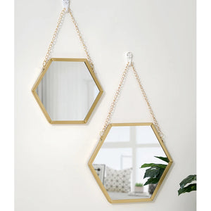 VILZSTUDIOS Hexagon Shape Decorative Mirror Wall Decor Makeup Hanging Mirror Bathroom Cosmetic Mirror Bedroom Room Wall Decoration