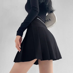 VILZSTUDIOS Original Letter Embroidery Pleated Mini Skirt