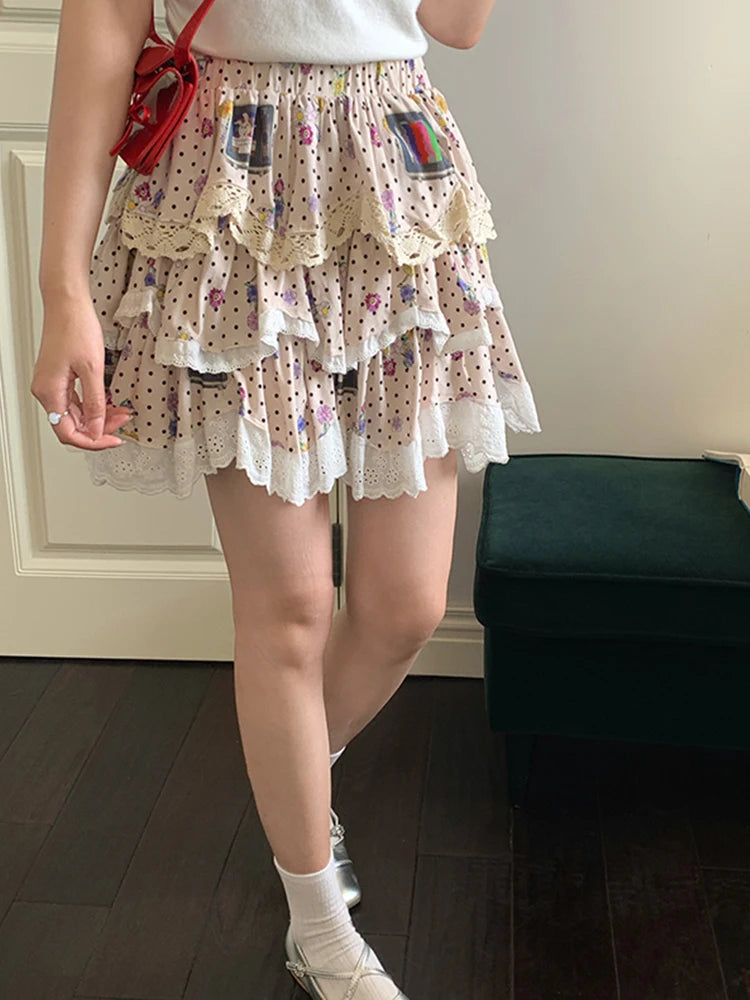 VILZSTUDIOS Sweet Girl Polka Dot Multi-Layer Skirt