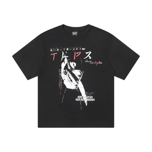 VILZSTUDIOS Retro Cartoon Portrait Print Loose T-Shirt