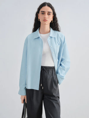 VILZSTUDIOS Minimalist Contrast Trim Cotton Shirt