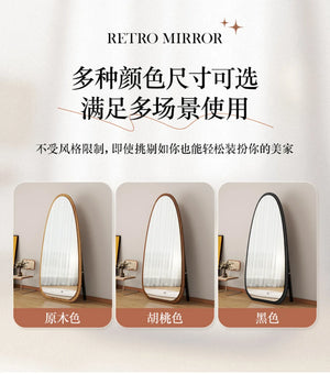 VILZSTUDIOS Bedroom Wooden Mirror Circular Standing Oval Big Decoration Full Body Modern Mirror Living Room Floor Espelhos Home Decorations