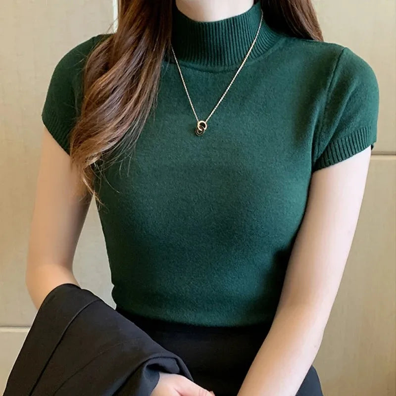 VILZSTUDIOS Stylish Knitted High Neck Half Sleeve Sweater