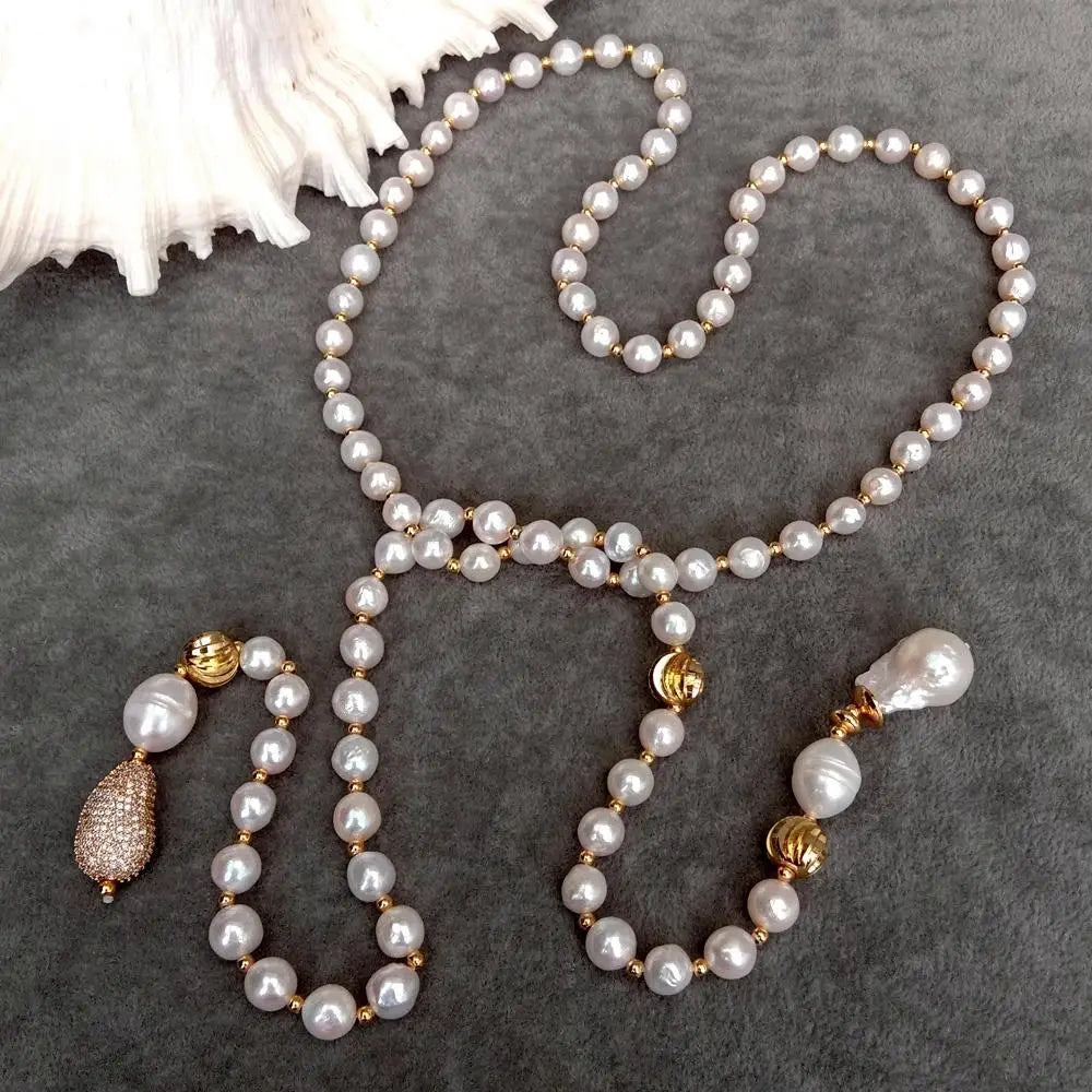 VILZSTUDIOS White Pearl Long Necklace
